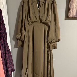Chic Long Sleeve Olive Dress